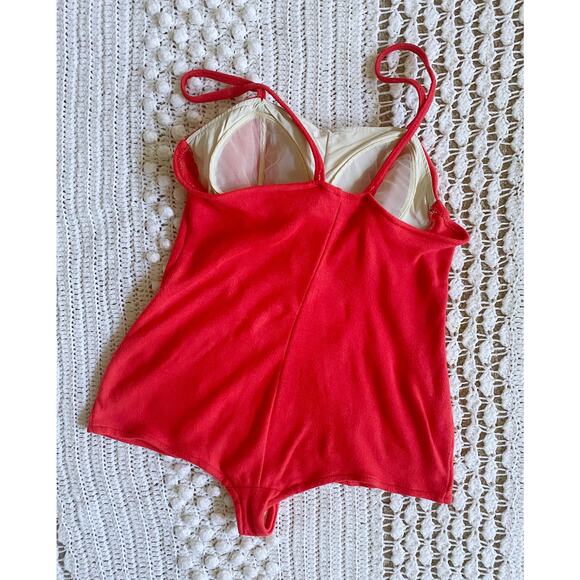 vintage 50s Red NAUTICAL navy CATALINA SWIMSUIT Plus Size/16 xl knit playsuit 38 - Picture 6 of 9